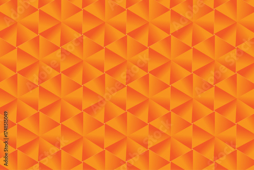 Vibrant Orange 3D Geometric Triangle Seamless Pattern Background