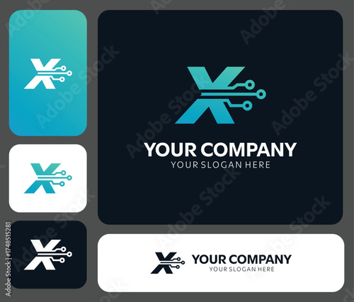 Modern technology company logo design featuring letter X, perfect for innovative brands seeking a dynamic and professional identity to stand out online