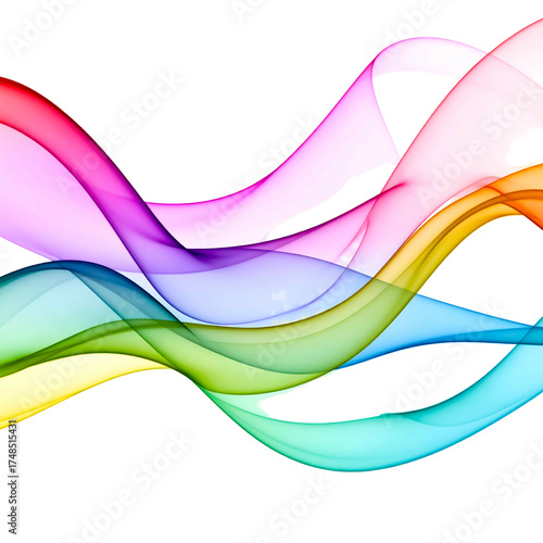 Colorful, flowing, translucent ribbons of pigment dance across a black backdrop