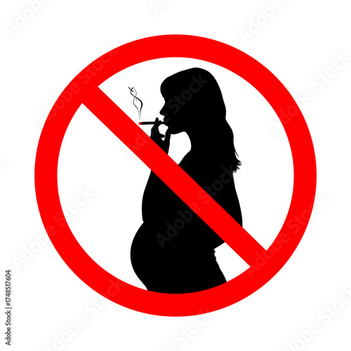 No smoking pregnant woman prohibition symbol graphic for health awareness and safety vector