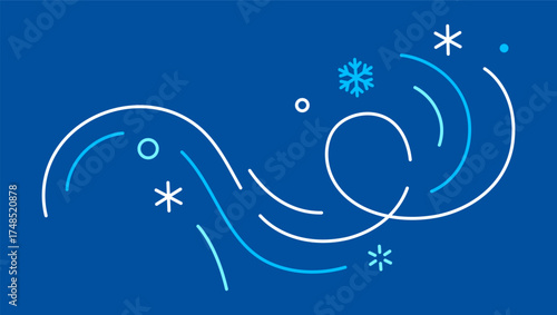 Winter linear element. Holiday filigree border with snowflakes.