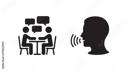 Set of communication icons vector glyph design for social interaction and speech isolated on white background