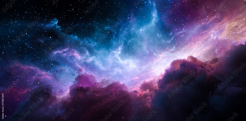 Fototapeta premium Beautiful nebula in deep space, with stars and galaxies.