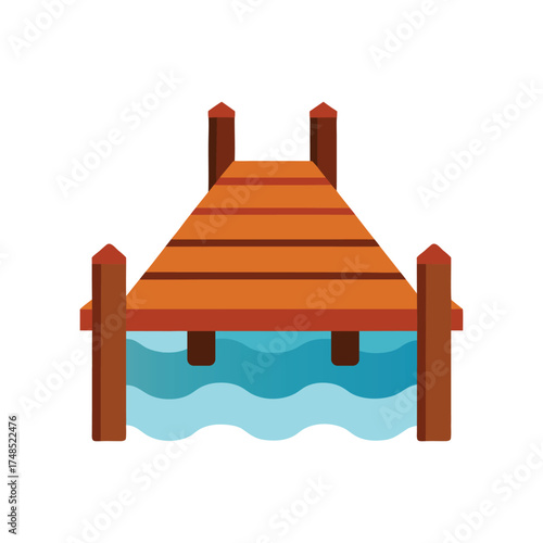 A wooden pier vector art illustration