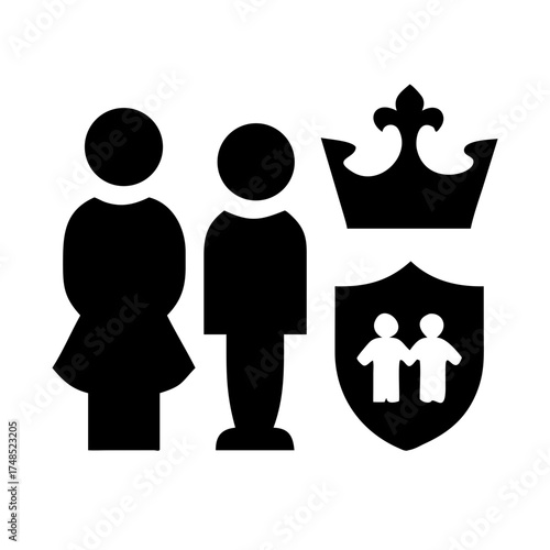 Family crest with crown, representing heritage