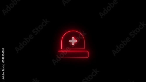 Glowing neon Emergency siren icon. flat style emergency and ambulance symbols  on the transparent background. 4k video