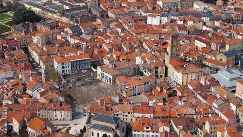 
Aerial view around the old downtown of the city Millau in France on a sunny day in early spring
