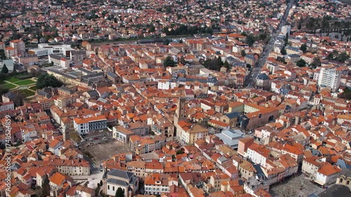 
Aerial view around the old downtown of the city Millau in France on a sunny day in early spring
