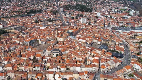 
Aerial view around the old downtown of the city Millau in France on a sunny day in early spring
