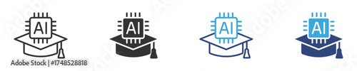 Artificial Intelligence Education Graduation Cap Learning Academic Knowledge  icon