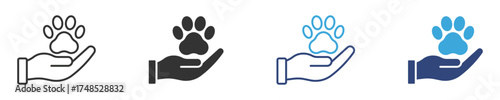 Hand Holding Paw icon set, Animal Care and Compassion concept , 