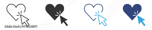 Heart With Cursor Click icon, add to favorite icon , wishlist icon, Vector Illustration. 