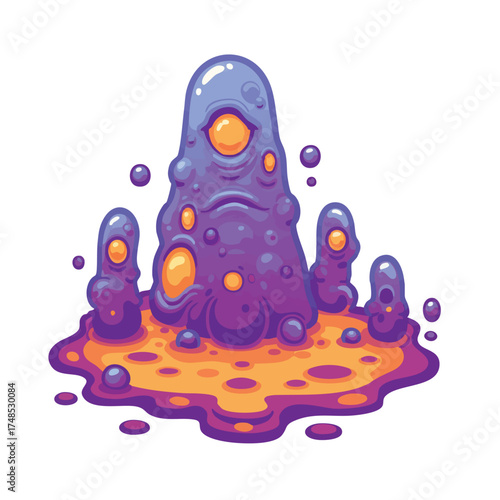 Mysterious Purple Alien Monster with Glowing Orange Eyes.