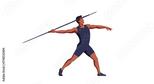 Athlete throwing a javelin in a sports competition.