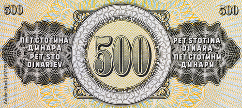 500 Dinara Yugoslavia banknote 1986. Vintage money of Yugoslavia.