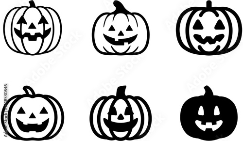 Minimalist Linear Halloween Pumpkin Vector Illustration