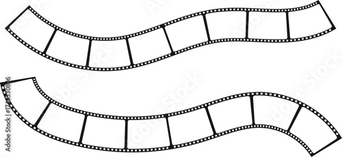 Film strip icon. film strip, Photographic film in retro style. Curved film strip. Cinema icons collection. tape photo film strip frame