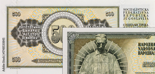 500 Dinara Yugoslavia banknote 1986. Vintage money of Yugoslavia.