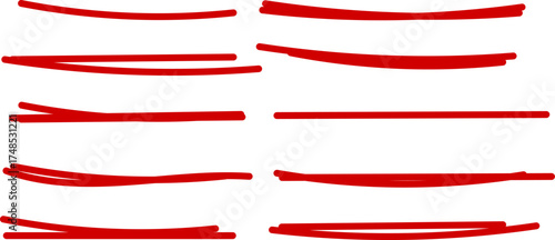 Hand drawn underline collection. Highlighted line elements Doodle sketch style