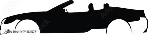 Silhouette of a convertible sports car isolated on white background 