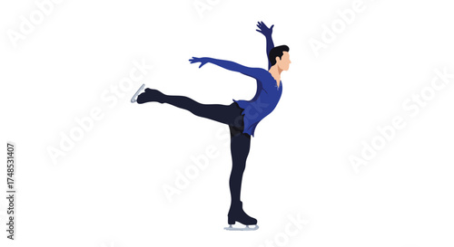 Male Figure Skater Performing a Spin on Ice.