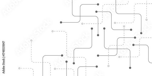 Digital technology concept with integrated circuit and network communication elements