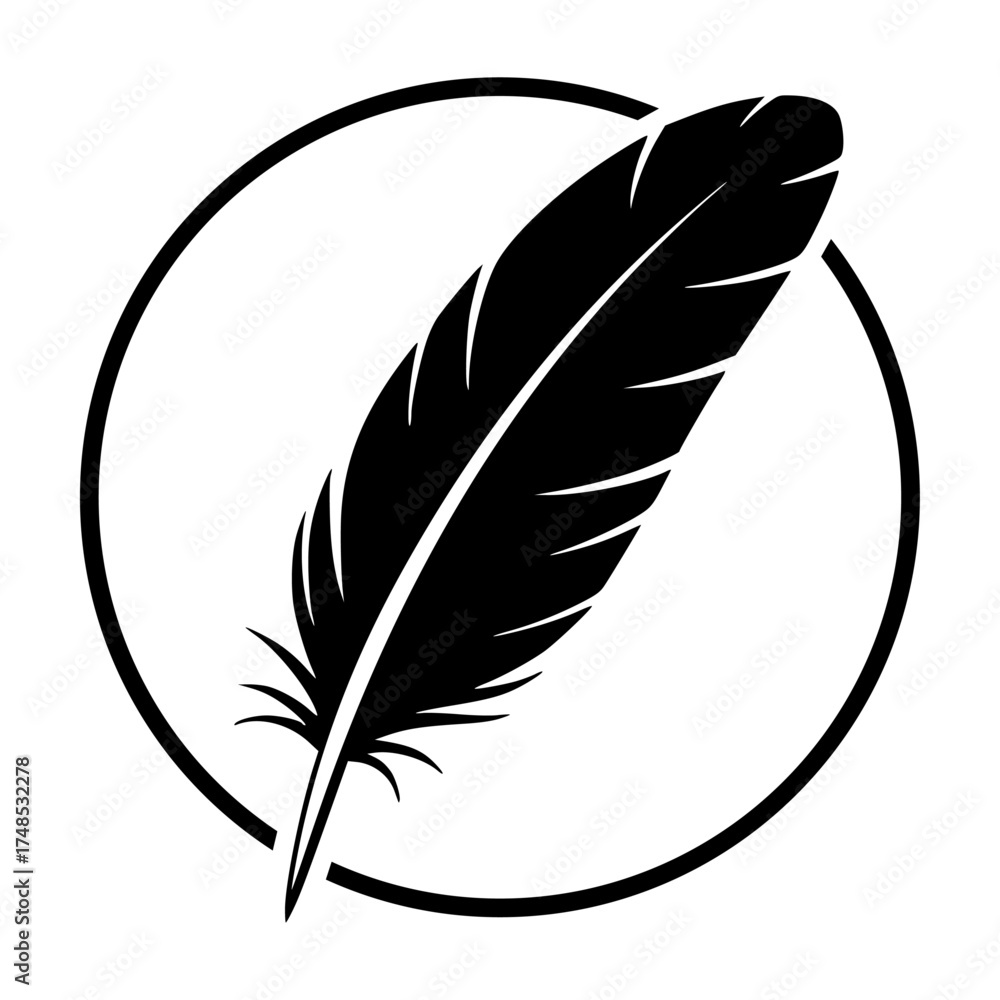 Fototapeta premium Feather Logo for Writing and Literature Vector Illustration