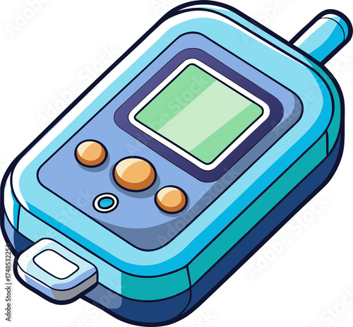 Retro digital device with screen buttons and antenna for digital companions