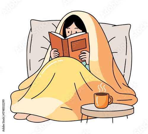 Relaxed Home Reading Concept with Blanket and Cup