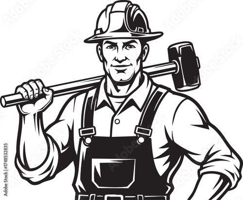 construction worker with hammer and wrench
