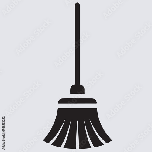 minimalist broom icon silhouette vector art illustration, illustration of a broom