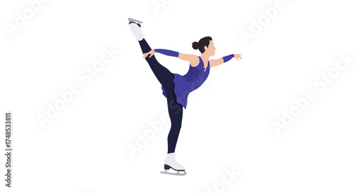 Female figure skater performing a graceful pose on ice.