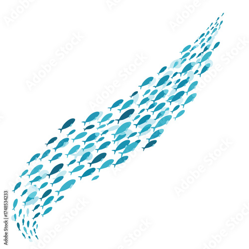 School of Small Blue Fish Swimming in Formation.