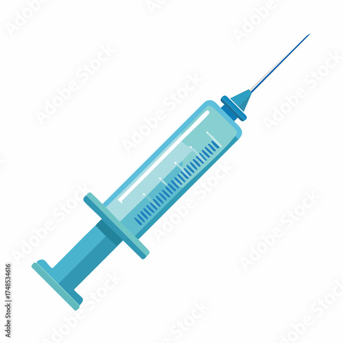A stylized illustration of a medical syringe with a needle