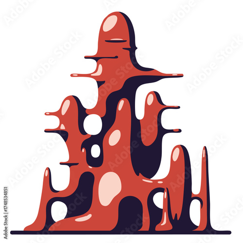 Abstract Red and Blue Organic Shape Sculpture.