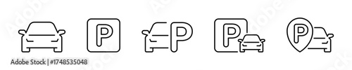 Car parking icon set for design and signage projects