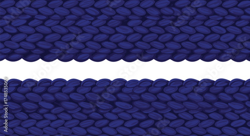 Dark Blue Knitted Fabric Texture with White Stripe.