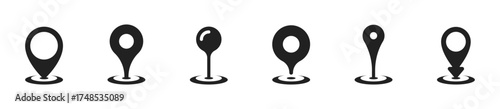 Set of map pin icons for navigation and location marking design projects