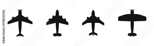Airplane silhouettes collection for aviation design and decoration