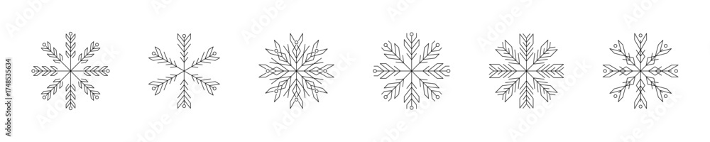 Obraz premium Elegant geometric snowflake patterns for winter holiday designs