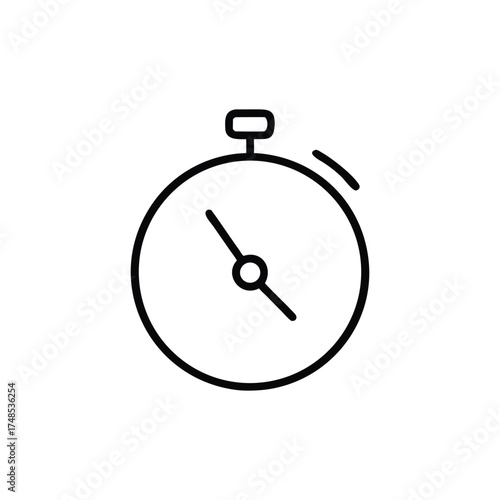 Stopwatch Time Simple Black Outline Style Minimalist Icon Background