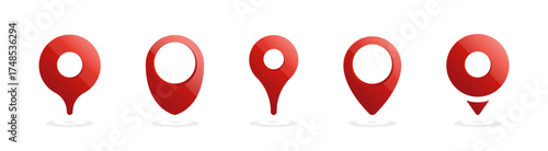 Red map pointers set for navigation and location design projects