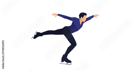 Male Figure Skater Performing on Ice.