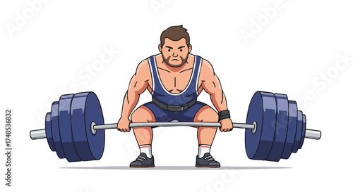 Strong Man Lifting Heavy Weight Barbell.