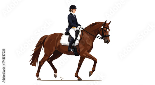 Equestrian Dressage Rider on a Chestnut Horse.
