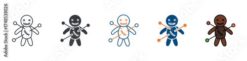 Voodoo Doll Icon Set Multiple Style Collection