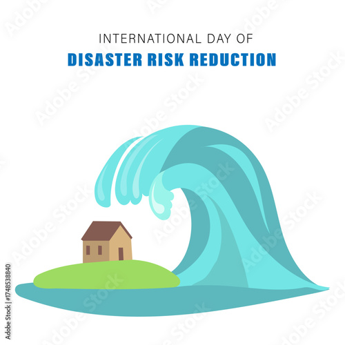 International day for disaster risk reduction. Vector illustration of natural disaster warning signs.