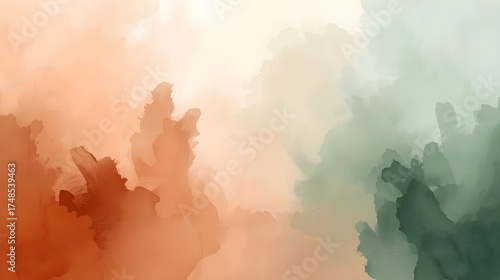 Earthy Terracotta and Sage: Soft Blends Abstract Gradients Background