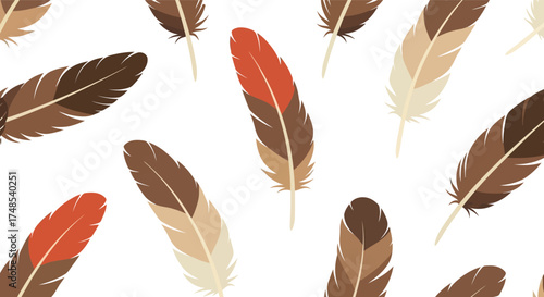 Seamless pattern native american indian feathers elegant design vector