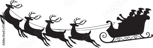 Santa Claus on Sleigh with Reindeer